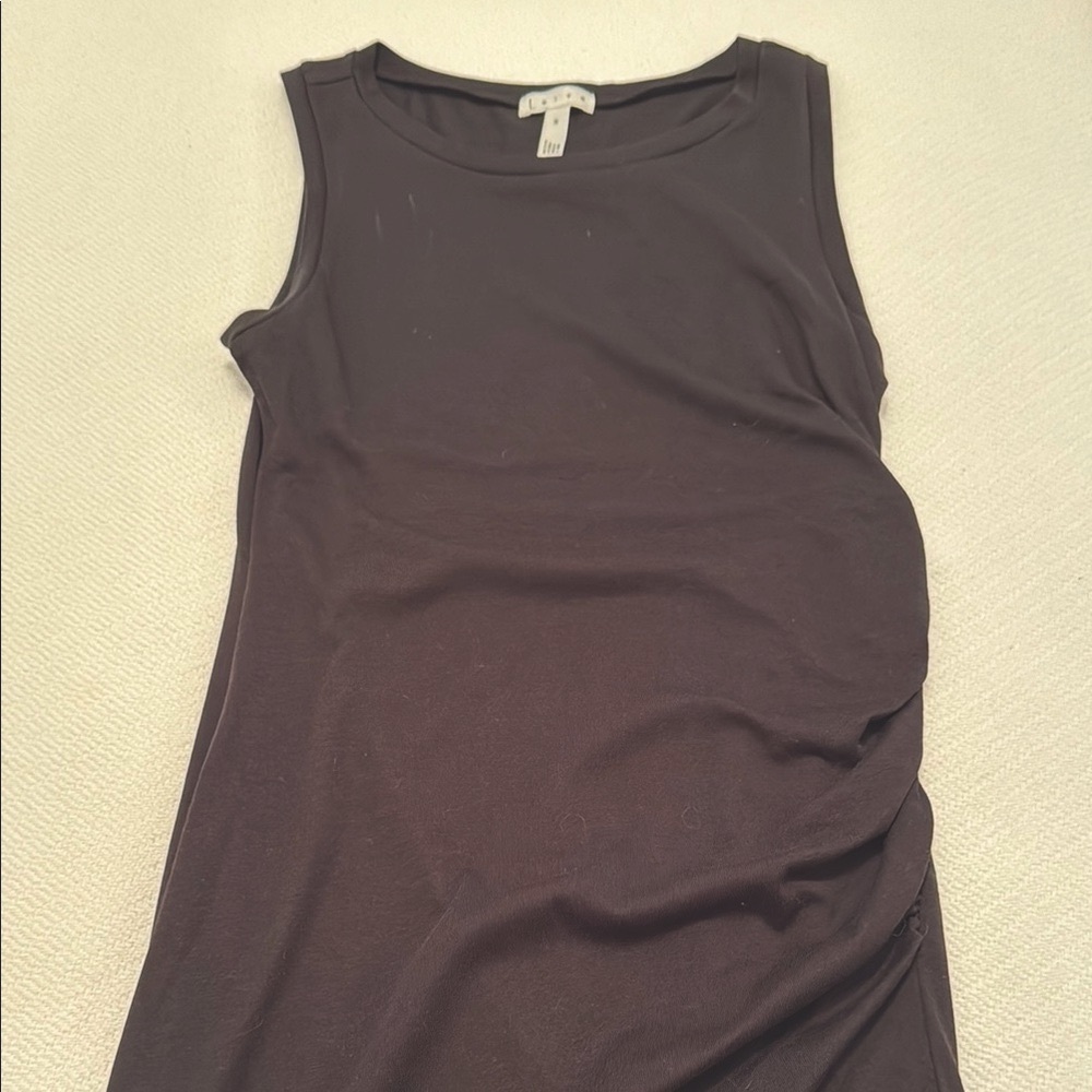 Leith Black Fitted Ruched Sleeveless Dress